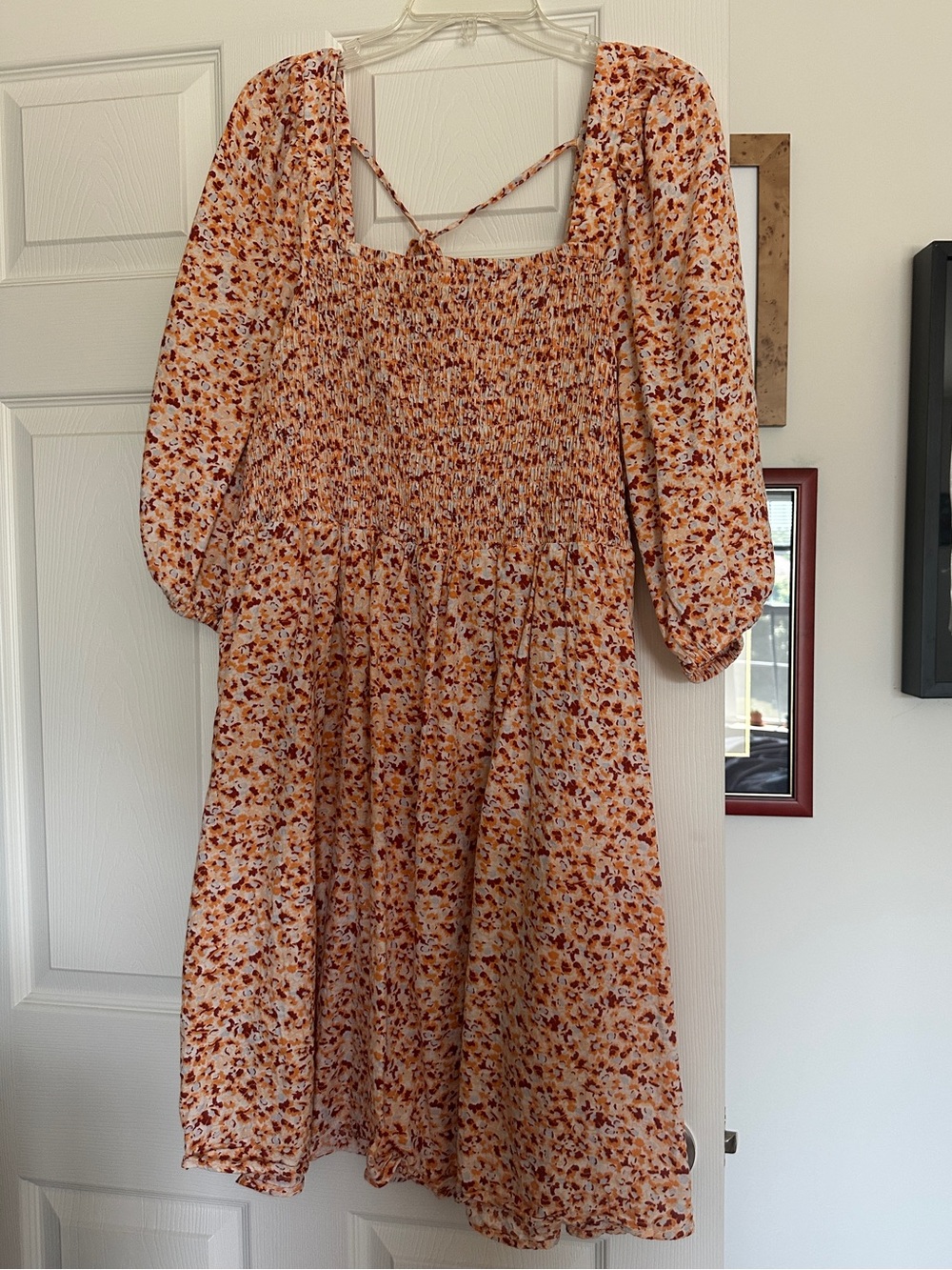 Ava & Viv Peach Floral Smocked Mini Dress 2x